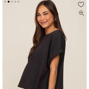 Black Short Cuffed Sleeve Top And Short Maternity Set SIZE L NWOT